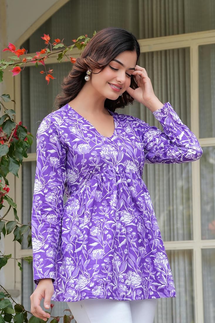trendy lavender kurti with full sleev